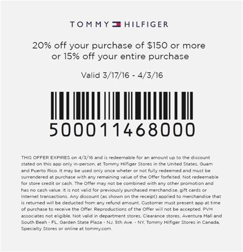 tommy hilfiger outlet coupons.